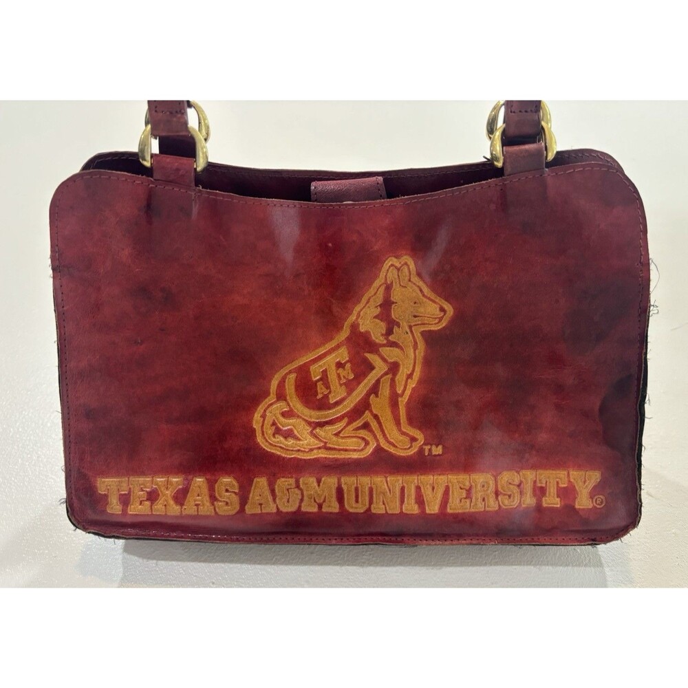 Vintage Texas A&M Leather Purse Reveille Mascot Bagalogos Handbag TAMU